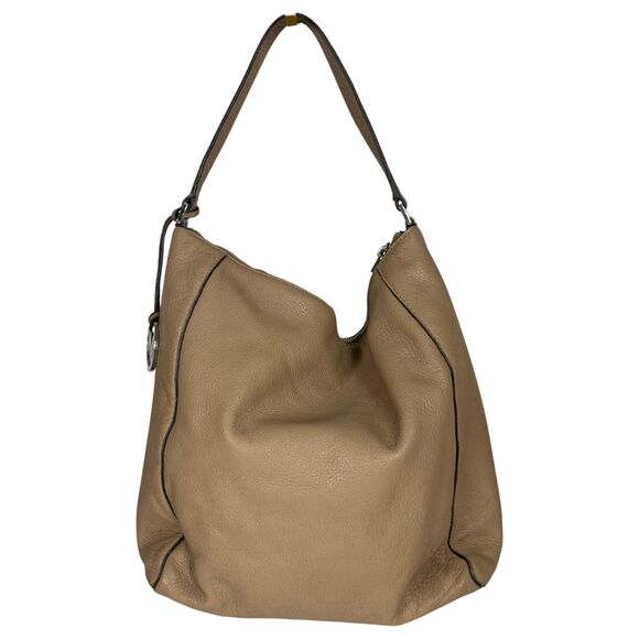 Michael Kors Hobo Brown Taupe Pebbled Leather Shoulder Bag Purse - Picture 2 of 8